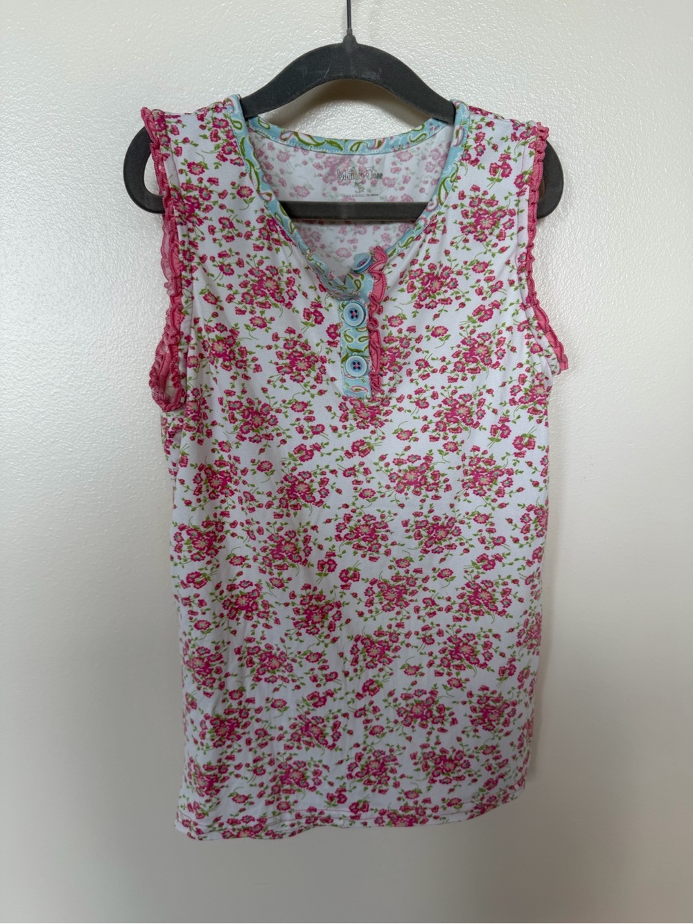 MATILDA JANE White Floral Print Ruffle Trim Tank